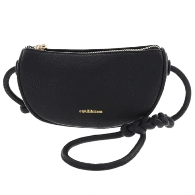 Image of Equilibrium Cross Body Boat Shoulder Bag with Zip Closure and Plait Strap Design Black, Sage or Gold Hardware (Black)