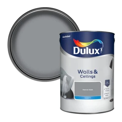 Image of Dulux Walls &amp; Ceilings Matt Emulsion Paint Natural Slate 5L