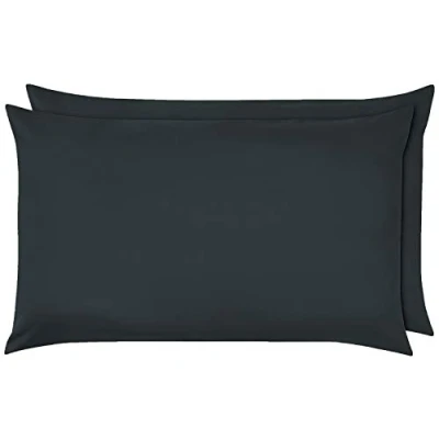 Image of Luxury Percale Frilled Valance Fitted Sheets 14 Colours in Single, Double, King, Super King (Pillowcase Pair, Charcoal)