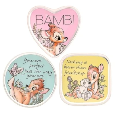Image of Disney Bambi Yellow, Pink &amp; Blue Ceramic Gift 3 Piece Boxed Trinket Tray Set VC700374L