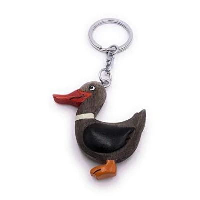 Image of H Customs Duck Drake Bird Wood Noble Handmade Keychain Pendant