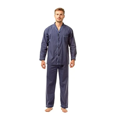 Image of INSIGNIA Mens Woven Pyjamas Traditional with Logo Pocket (as8, alpha, s, regular, Navy Premium Gold Label)