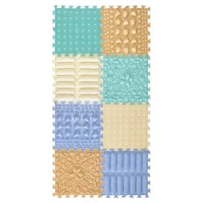 Image of ORTO NATURE 8 Piece Sensory Massage Puzzle Play Mat Interlocking Orthopedic Floor Tiles &amp; Textured Mats for Kids Adults (Soft Pastel)