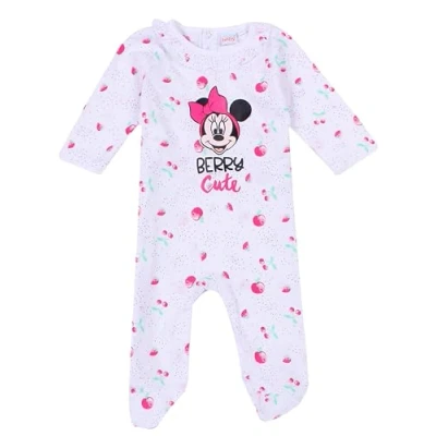 Image of Disney Minnie Mouse Girls Berry Cute Long Sleeve Baby Grow White 24 Months