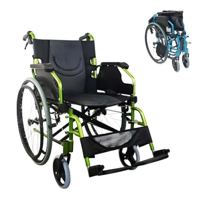 Image of Mobiclinic®, Wheelchairs Folding Lightweight, Bolonia, Self Propelled Wheelchair, Wheelchair with Brakes, Aluminium, Light Whellchairs for Adults, Split Black