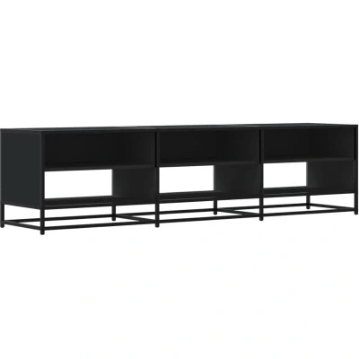 Image of vidaXL TV Cabinet Stand Black Engineered Wood and Metal Entertainment Centre with Ample Storage Space 180 x 40 46 cm