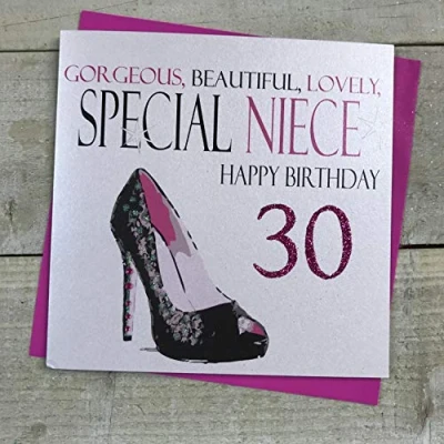 Image of white cotton cards Handmade Gorgeous, Beautiful, Lovely, Special Niece Happy Birthday 30&quot; Neon Range Code N304 30 30th Card, White,