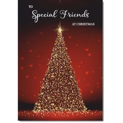 Image of doodlecards Special Friends Christmas Card Red Tree Medium Size with Plain Envelope