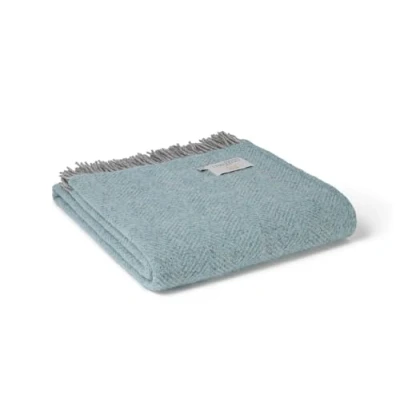 Image of Tweedmill Beehive Blanket/Throw Spearmint &amp; Grey 150x240cm 100% New Wool Made in the UK