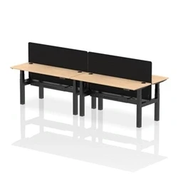 Image of Air B2B 1600x600mm Adjustable 4P Bench Desk CP Maple/Black + Screen