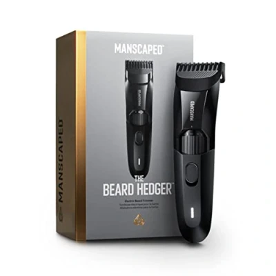 Image of MANSCAPED® The Beard Hedger® Premium Men&#039;s Trimmer, 20 Length Adjustable Blade Wheel, Stainless Steel T for Precision Facial Hair Trimming, Cordless Waterproof Wet/Dry Clipper