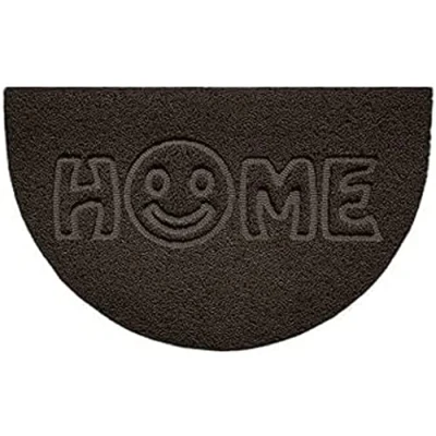 Image of Nicoman Embossed Halfmoon Half Circle Door Mat Dirt Trapper Jet Washable Doormat 70x44cm (Brown, HOME SMILEY FACE Shape) Use Indoor or Sheltered Outdoor