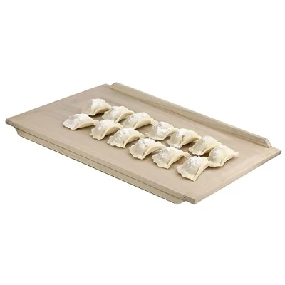 Image of KADAX Pasta Board, Wooden Baking Board Made of Poplar Wood, Dough with Stop Bars, Traditional for Pasta, Cakes, Dumplings (Double Sided, 50 x 70 cm)