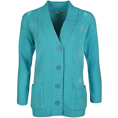 Image of High Street Fashion ® New Womens Ladies Matching Button Long Sleeve Pocket Top Knitted Cardigan Ideal for Casual and Formal wear Size UK 14 16 18 20 22 24 26 28 (26 28, Turquoise, Numeric_26)