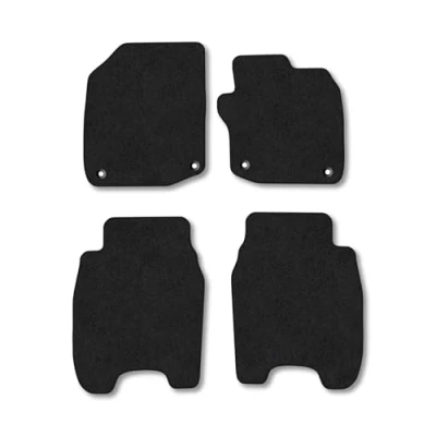 Image of Car Mats Compatible with Honda Civic (2013 2015) [1.6 Diesel] Tailored Fit Black Carpet Floor Set Accessory Custom 4 Pieces Anti Slip Backing &amp; Binding Trim Edge