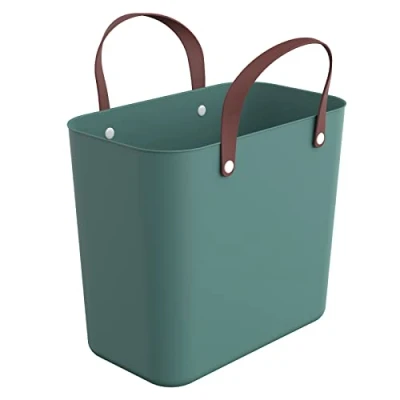 Image of Rotho Albula Shopping Basket 25 L, Plastic (PP Recycled), Green, L (40.0 x 23.5 34.0 cm), 25l (40,0 23,5 34,0 New