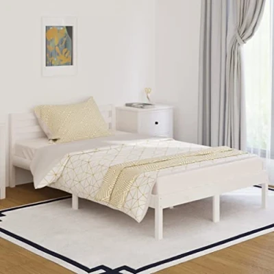 Image of vidaXL Solid Wood Pine Day Bed 120x200 cm Small Double White Overnight