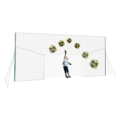 Image of Open Goaaal Football Goal &amp; Backstop Net with Rebounder Standard Size Adjustable Width Sports Netting for Backyard Barrier