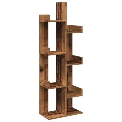 Image of vidaXL Book Cabinet, Bookshelf, Display Shelf, Old Wood Finish 8 Shelves, 48x25.5x140cm, Engineered For Living Room/Office Storage