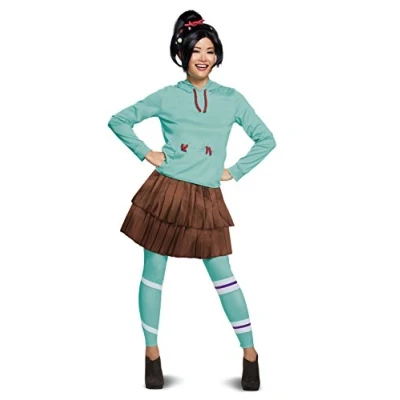 Image of Disguise 67208T Vanelope Deluxe Adult Costume Wreck it Ralph Sized, Cartoon, Blue, X Small