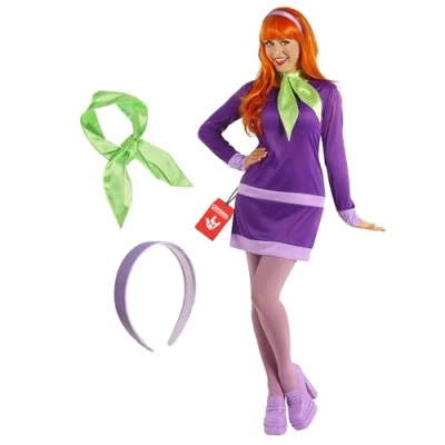 Image of Morph Purple Women&#039;s Mystery Solving Detective Costume With Wig 70s Cartoon Character Costumes For Women 2XL