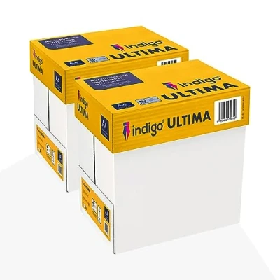 Image of A4 Paper indigo Ultima White Plain Printer Copy Box of 5 Reams 2500 Sheets (75/80 GSM) 2 Boxes