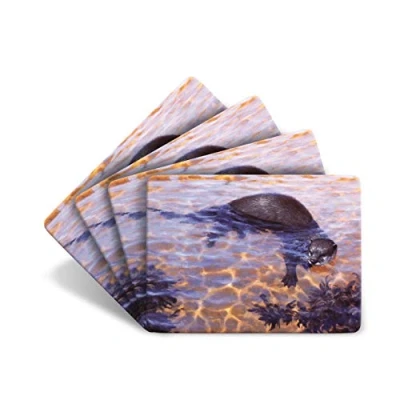 Image of Julian Friers Otter Large Table Mats by Wildlife Artist Set of 4 Non slip Cork backed Placemat
