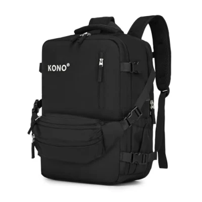 Image of Kono 2 in 1 Travel Backpack with USB Charging Port, Daypack Casual School Bags Detachable Waist Bag, Laptop Rucksack Weekender Bag for Men Women