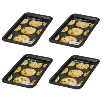 Image of YöL Set of 4 Non Stick Rectangular Baking Tray Roasting Tin for Oven Cooking 33x23x4cm Home Kitchen Baking, Roasting,