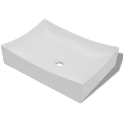 Image of vidaXL Bathroom Ceramic Porcelain Sink Art Basin White High Gloss