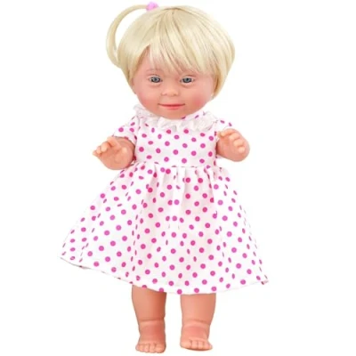Image of The Magic Toy Shop Bibi Doll 14&quot; Realistic Lifelike Soft Vinyl Baby Dolls with Downs Syndrome &amp; Movable Limbs (Girl Blonde)