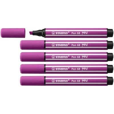 Image of Premium Fibre Tip Pen with Chisel STABILO 68 MAX Pack of 5 Lilac