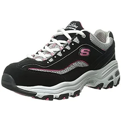 Image of Skechers Women&#039;s D&#039;lites biggest Fan Fashion Sneaker, Black Bkwp, 8 UK