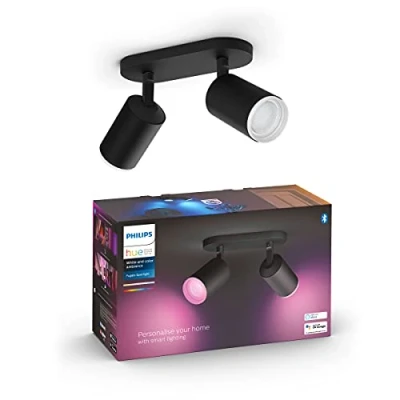 Image of Philips Hue White &amp; Color Ambiance Fugato Spot 2 FLG. Black 2x350lm, dimmable, 16 Million Colours, app controllable, Compatible with Amazon Alexa (Echo, Echo Dot)