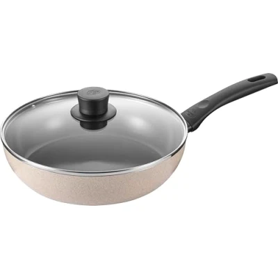 Image of BALLARINI 1027803 Ledro Serving Pan with lid 28cm, Aluminium, Beige