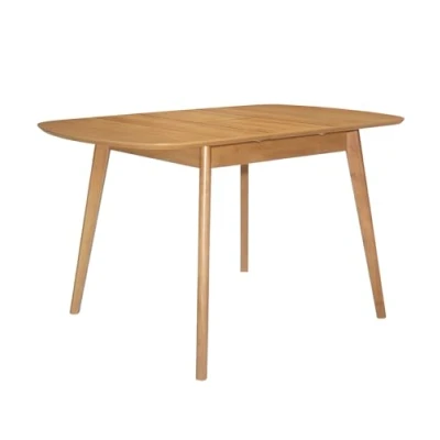 Image of Hallowood Furniture Aston Butterfly Extending Dining Table for 6 People, Wooden in Light Oak Finish, Extendable Table, Oval Modern Kitchen
