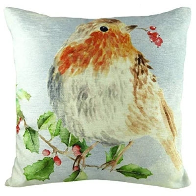 Image of Evans Lichfield Xmas Robin Cushion Multicolour Size 43 cm x