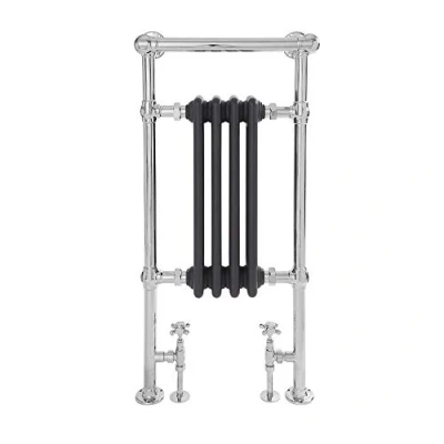 Image of Milano Elizabeth Chrome Anthracite Heated Towel Rail Overhanging 930mm x 452mm