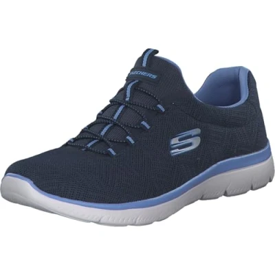 Image of Skechers Womens Summits Artistry Chic Sneaker, Navy Aqua, 3.5 UK