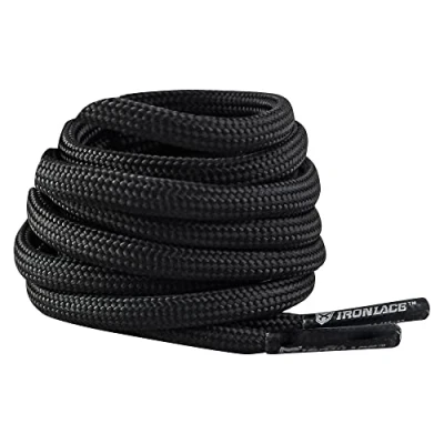 Image of IRONLACE Paracord 550 Boot &amp; Shoe Laces Black 45 Inches 114 cm