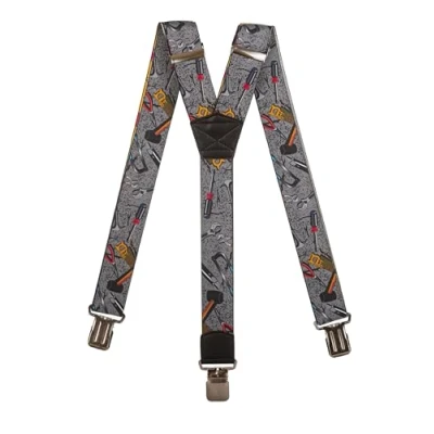 Image of Olata Heavy Duty Tool Pattern Braces/Suspenders (Grey) 5cm. Y Shape