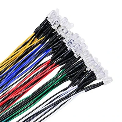 Image of YIXISI 50 PCS 5mm LED Diodes Light, Ultra Bright 12V 20cm Pre Wired, White, Red, Blue, Green, Yellow