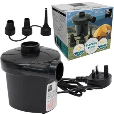 Image of Supply Cube AC Electric Air Pump with 3 Nozzles 150w Portable Quick Fill Deflate &amp; Inflate for Paddling Pool, AirBed Pump, Swimming Pool Camping Accessories