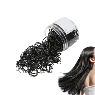 Image of 500 Pcs Hair Elastics,Elastic Bands,Small Bands,Soft Mini Elastics Ties,Black Elastic Bands,Black Small Rubber Bands,Rubber Bands For Hair,Black