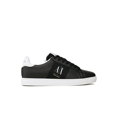 Image of Armani Exchange Men&#039;s Side Logo Patch, Basic, Sneaker, Nero Black Op White Black, 5.5 UK