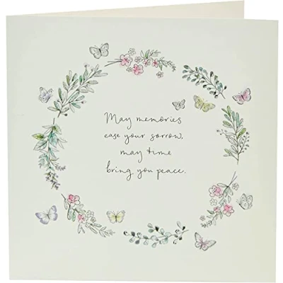 Image of UK Greetings Sympathy Card for Him/Her/Friend Floral Butterfly Design, Multi, 159mm x