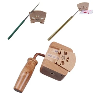 Image of Yinfente Violin Bridge Hold Clamp Tools Knife Cutter String Slot Files Luthier Guitar Tool (Clamp &amp; Files)