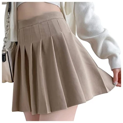 Image of DRESHOW Basic Solid Stretchy Flared Casual Mini Skater Skirt for Women Girls
