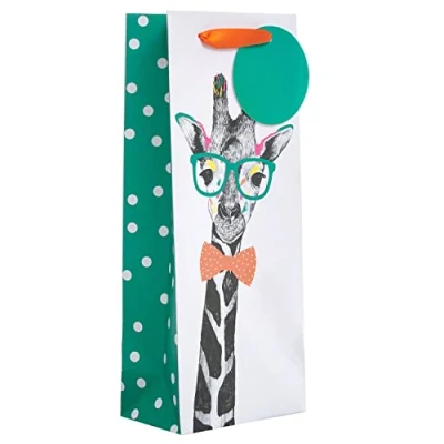 Image of UK Greetings Bottle Bag For Him/Her/Friend Birthdays, Congratulations &amp; Other Events Giraffe Design