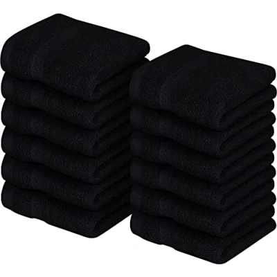 Image of Utopia Towels Premium Washcloth Set (30 x 30 CM, 252 Pack) 100% Cotton Flannel Face Cloths, Highly Absorbent and Soft Feel Fingertip (Black)